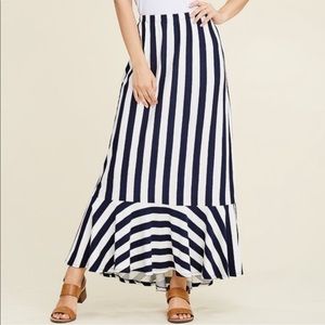 Black & White Striped Maxi Skirt